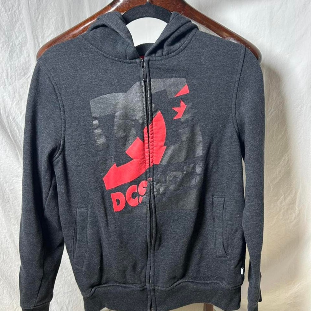 Y2K Vintage Men's DC Shoes Zip Up Hoodie Skater Grunge Small Black